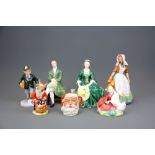 A group of Royal Doulton figurines ' A Lady from Williamsburg' HN2228, 'The Milkmaid' HN2057, 'Off