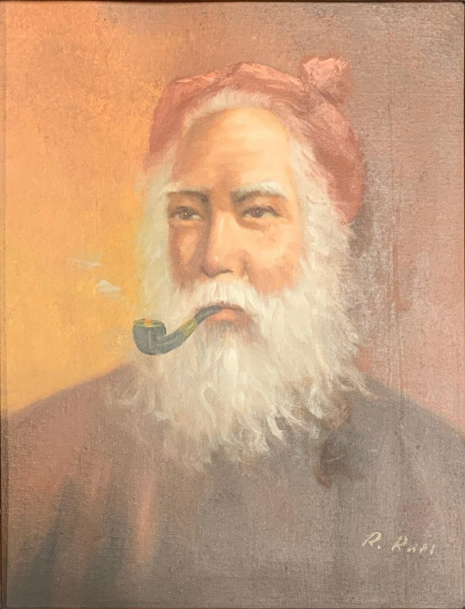 A framed oil on board of an Eastern gentleman smoking a pipe signed R. Rafi, frame size 49 x 60cm. - Bild 3 aus 3