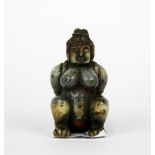 An unusual Chinese carved jadeite jade figure of a woman with her hands bound behind her back, H.