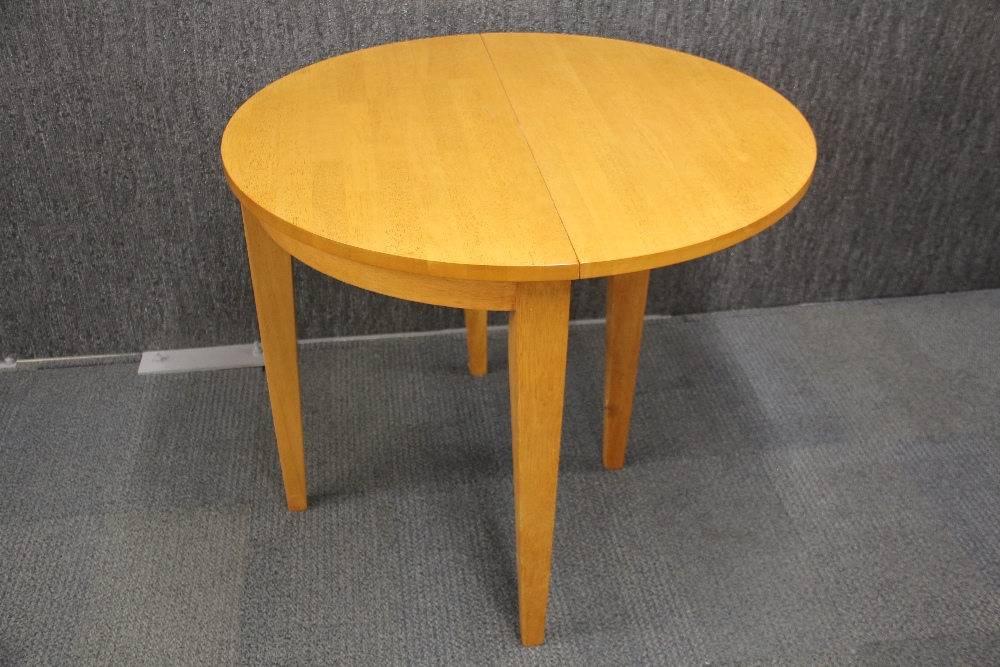 An 1970's semi-circular fold out tea table, Dia. 91cm.