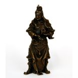 A Chinese bronze figure of a warrior, H. 18cm.