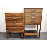 An early 20th Century four drawer chest and similar period music cabinet, chest H. 86cm.