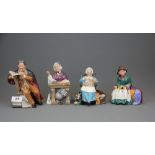 A group of four Royal Doulton figurines 'The Professor' HN2281, ' Schoolmarm' HN2223, 'Silks and