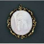 A beautiful large 19th Century yellow metal, tested minimum 9ct gold, and carved shell cameo