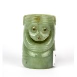 An unusual Chinese carved nephrite jade bead/amulet, H. 7cm.