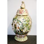 A large vintage Capodimonte vase and cover.