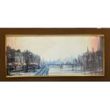 A large early 1970's framed print of Paris after Folland, frame size 117 x 59cm.
