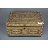 A 19th Century Eastern mosaic decorated wooden chest, 35 x 23 x 20cm.