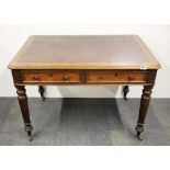 A Victorian two drawer mahogany desk, W. 104 x 69 x 73cm.