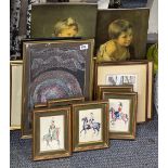 A quantity of framed pictures.