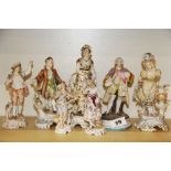 A group of seven 19th Century porcelain figurines, tallest H. 20cm.