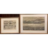 A framed 19th Century engraving of Hobart town Tasmania, frame size 68 x 51cm, together with a