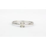 A 925 platinum solitaire ring set with a brilliant cut diamond, 0.25ct, (O).
