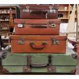 Four vintage suitcases, largest 65cm x 42cm x 19cm.