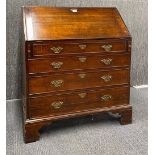 A Georgian oak drop front bureau, 90 x 49 x 104cm.