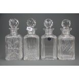 A Stuart cut crystal decanter along with three further cut crystal decanters tallest H. 26cm.