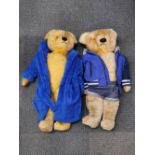 An old English articulated straw filled teddy bear, H. 68cm, together with a further vintage teddy