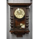A Victorian pine wall clock, H. 62cm.