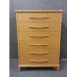 A lovely craftsmen made light oak six drawer chest, H. 123cm W. 87cm.