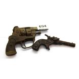 Two vintage comic book metal toy guns for Dandy and Lion.
