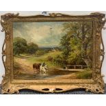 A 19th Century gilt framed oil on canvas entitled " A Derbyshire Brooke" Geo. Turner, noted verso