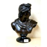 A 19th century painted terracotta classical bust H. 30cm.