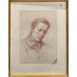 A gilt framed pastel of a young woman signed Hardaker. Frame size 49 x 63cm.