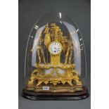 A large 19th century French gilt spelter and onyx mantle clock under dome, overall H. 58cm.