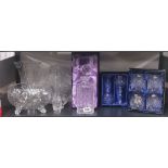 An Edinburgh crystal boxed decanter with two boxed sets of Bohemia crystal glassware, Royal Brierley