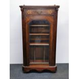 A lovely Victorian inlaid walnut veneered music cabinet with brass gallery W. 52cm H. 96cm.