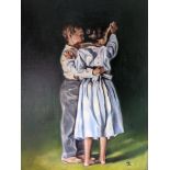 Stephanie Caeiro, "Portuguese children dancing folklore", oil on linen, 30 x 40cm, 2020. My