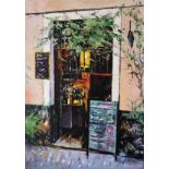 Raymond Balfe, "The Almiral's Bar Cadiz", unframed acrylic and pallet knife on canvas, 70 x 50cm,