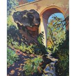 Raymond Balfe, "Roman Aquaduct", unframed acrylic and pallet knife on canvas, 60 x 50cm, 2020. There