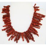 An unusual necklace of branch coral beads, necklace L. 38cm.