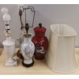 A group of vintage table lamps including Crown Devon.