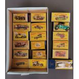 A group of boxed Matchbox models of yesteryear diecast vehicles.