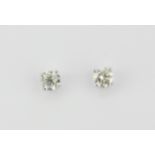 A pair of large diamond set stud earrings, approx. 2.12ct.