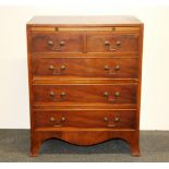 A walnut veneered five drawer chest with leather topped sliding shelf, W. 61 x 75 x 40cm.