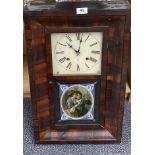 A 19th C American 'Kipper box' wall clock, 39cm x 66cm.