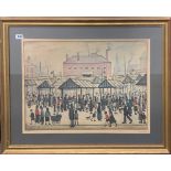 L.S. Lowry (British 1887 - 1976) a large gilt framed pencil signed lithograph, frame size 85 x