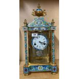 A reproduction Chinese cloisonne four glass mantel clock, H. 50cm.