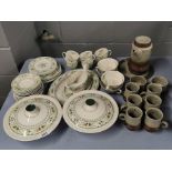 A Royal Doulton 'Provencal' pattern tear and part dinner set together with a 1970's stoneware coffee