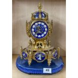 A 19th Century French gilt brass and enamel mantel clock and base stamped Leroy & Fils Paris