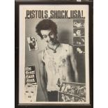 A framed Sex Pistols poster, frame size 78 x 108cm