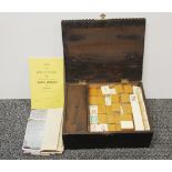 An old cased bamboo and bone mah-jong set.