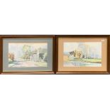 A pair of framed watercolours of rural scenes by N. Grant (), frame size 72 x 52cm.