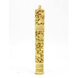A 19th Century Chinese carved ivory needle case, L. 15.5cm.
