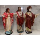 Three large 1920's/30's 'chalk' figures of Christ, H. 69cm.