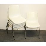 Five vintage chrome and moulded plastic stacking chairs.