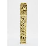 A 19th Century carved bone needle case, L. 13.5cm.